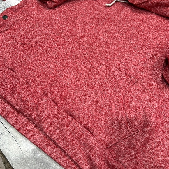 Cowl Neck Lightweight Sweatshirt Red with Side buttons - Picture 3 of 6